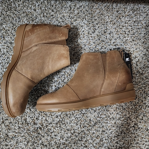Sorel Evie II Women's 11 Leather Waterproof Velvet Tan Zip Wedge Bootie - Picture 9 of 13
